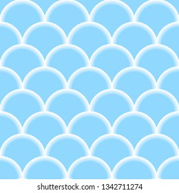 Seamless pattern with the simple geometrical drawing with blue circles.  Vector illustration  
