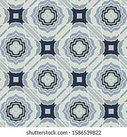 Seamless pattern with the simple geometrical drawing in retro style.  Vector illustration  