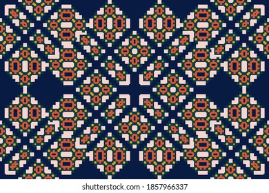 Seamless pattern with the simple geometrical drawing in retro style.  Vector illustration  