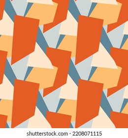 Seamless pattern with the simple geometrical drawing in retro style.  Vector illustration  