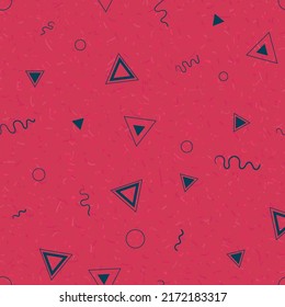 Seamless pattern of simple geometry on pink background hand drown with pink shades spots. Can be used for a textile design
