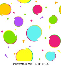 Seamless pattern Simple graphic ornament festive background for a birthday party invitation Geometric bright kids pattern on a white background Fabric printing paper greeting card banner Vector