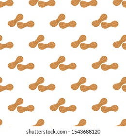 Seamless pattern. Simple hand drawn colored peanuts. 