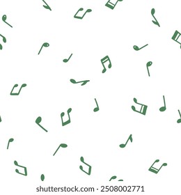 Seamless pattern of simple hand drawn musical notes