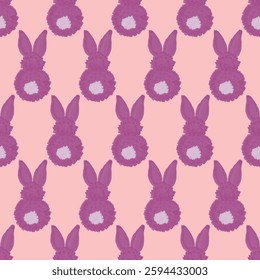 Seamless pattern with simple hand drawn fluffy bunnies