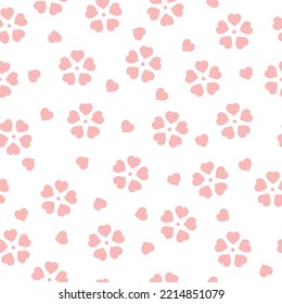 Seamless pattern simple hearts. Minimalist Flower Shape. Design for scrapbooking, decoration, cards, paper goods, background, wallpaper, wrapping, fabric. Vector Illustration