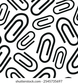 seamless pattern of simple icons of stationery drawn in line art style