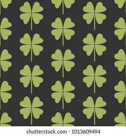 Seamless pattern with a simple leaf of clover. Flat vector Illustration