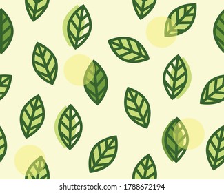 Seamless pattern with simple leaf flat design. fit for wrapping paper, fabric, textile, wallpaper.