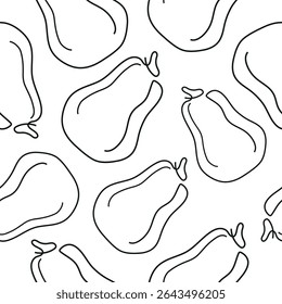 seamless pattern with a simple line art icon of a ripe pumpkin of a long shape without a background, for logos or patterns