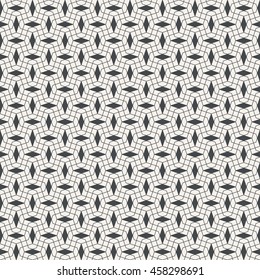 Seamless pattern. Simple linear texture in the form of a zigzag grids, waves. Repeating geometric shapes, thin lines, zigzags, rhombuses. Vector element of graphic design