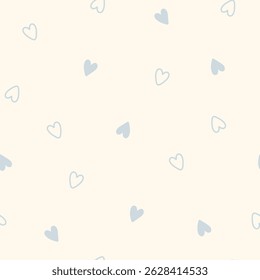 Seamless pattern with simple love heart. Two-tone vector illustration. Background with hearts in scandinavian style.