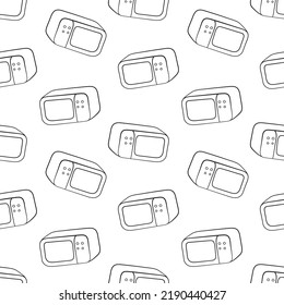 Seamless pattern with simple microwave oven hand drawn doodle outline vector