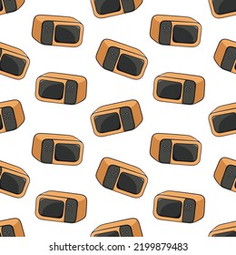 Seamless Pattern With Simple Microwave Oven Doodle Vector