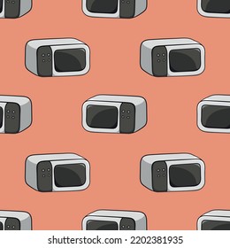 Seamless Pattern With Simple Microwave Oven Doodle Vector