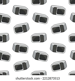 Seamless Pattern With Simple Microwave Oven Doodle Vector