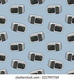 Seamless Pattern With Simple Microwave Oven Doodle Vector