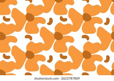 Seamless pattern with simple minimal flowers 