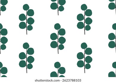 Seamless pattern with simple minimal leaves 