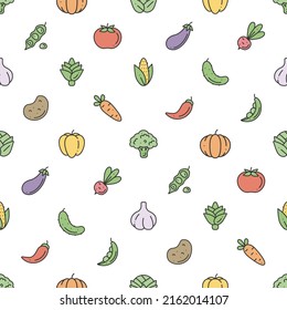 Seamless pattern with simple minimalistic vegetable icons for prints, wallpapers, mobile concepts and web apps. Vector flat background