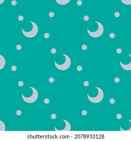 Seamless pattern of simple moon and stars vector illustration