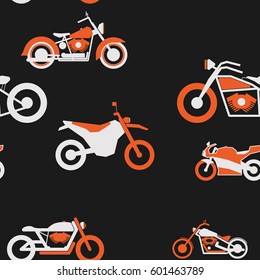 Seamless pattern simple motorcycle white orange