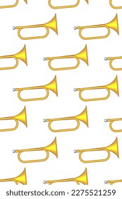 Seamless pattern of a simple musical instrument trumpet