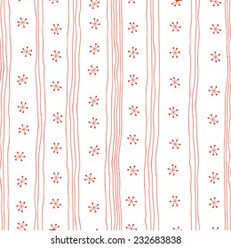 Seamless pattern. Simple ornament with lines and snowflakes