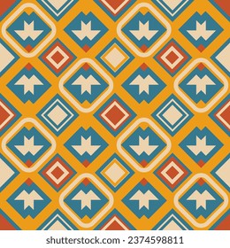 Seamless pattern with simple ornament. Palette - 4 vintage colors. Vector illustration