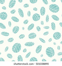Seamless pattern with simple oval leaves decorated with handmade texture Illustrator 8 format