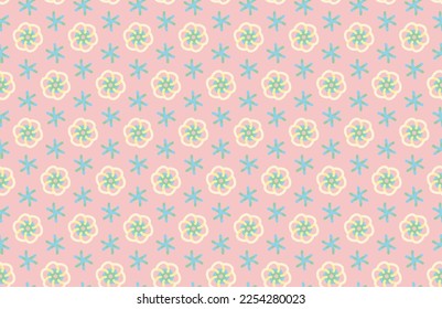 Patrón inmaculado y sencilla moda de ropa pastel. tela Flamingo bg Cream Mustard Seafoam Sky colores. fondo blanco, bonito, elegante y moderno.
