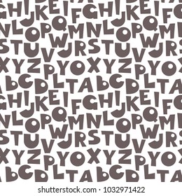 Seamless pattern with simple primitive letters. Vector illustration.
