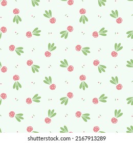 Seamless pattern with simple radish vegetables. Vector flat background for prints and wallpapers