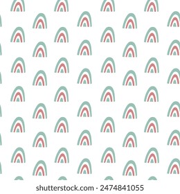 Seamless pattern with simple rainbows. Scandinavian abstract background. 