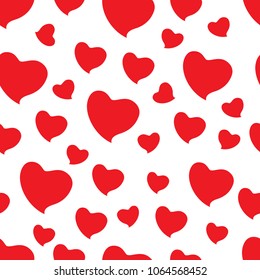 Seamless pattern of simple red hearts