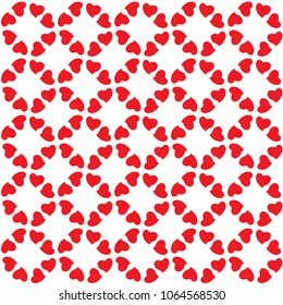 Seamless pattern with simple red hearts