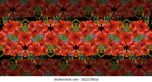  seamless pattern simple  red poppies. Scattered red flowers  vector pattern background