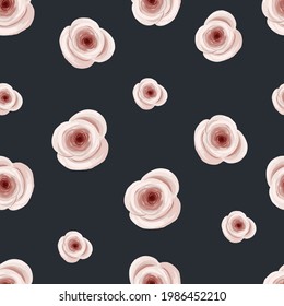 Seamless pattern with simple roses. Vector trendy print