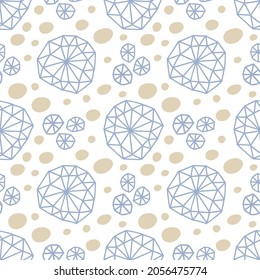 Decoración impecable en un sencillo estilo de doodle escandinavo y colores beige y azul pastel. Resumen de formas de cristal decorativas. Para el diseño de tela textil, papel de envoltura de regalo, papel tapiz, scrapbooking. 