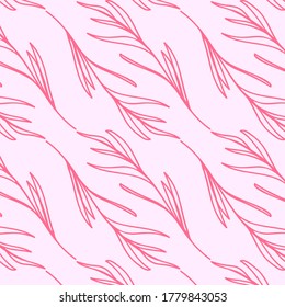 Seamless pattern with simple shaped twigs. Vector background for fabrics, papers and other decorative purposes.