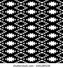 Seamless pattern. Simple shapes background. Rhombuses, triangles, figures ornament. Ethnic wallpaper. Geometrical backdrop. Digital paper, web designing, textile print. Vector art.