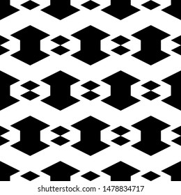 Seamless pattern. Simple shapes background. Geometrical backdrop. Polygons motif. Digital paper, textile print, web design, abstract. Geometric wallpaper. Rhombuses, figures ornament. Vector artwork.
