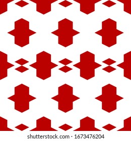 Seamless pattern. Simple shapes background. Geometrical backdrop. Polygons motif. Rhombuses, figures ornament. Digital paper, textile print, web design, abstract. Geometric wallpaper. Vector artwork.