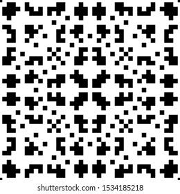 Seamless pattern. Simple shapes ornament. Ethnic background. Tribal wallpaper. Crosses, squares, figures image. Tribe motif. Ancient backdrop. Digital paper, web design, textile print. Vector artwork.
