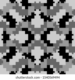 Seamless pattern. Simple shapes ornament. Figures, squares, crosses. Ethnic background. Tribal wallpaper. Tribe motif. Ancient backdrop. Digital paper, web design, textile print, abstract. Vector.