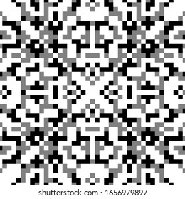 Seamless pattern. Simple shapes ornament. Tribe motif. Ancient backdrop. Ethnic embroidery background. Tribal wallpaper. Crosses, squares, rectangles, figures vector. Digital paper, textile print