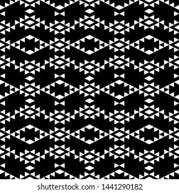 Seamless pattern. Simple shapes wallpaper. Ethnic background. Ethnical Rhombuses, triangles ornament. backdrop. Digital paper, web designing, textile print. Vector art.