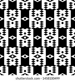 Seamless pattern. Simple shapes wallpaper. Ethnic background. Geometrical backdrop. Rhombuses, circles, figures ornament. Digital paper, web designing, textile print.
