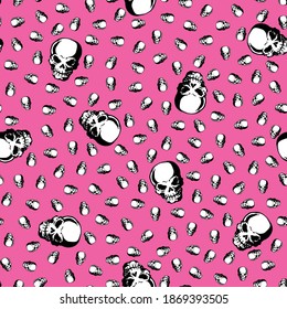 Seamless pattern of simple skull,