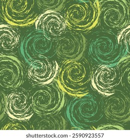 seamless pattern simple spiral colorful green doodle wallpaper print